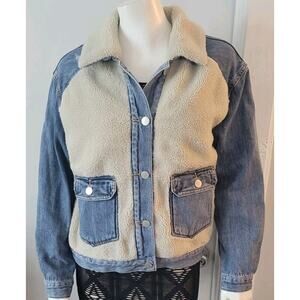 Dear John Nash Teddy Jacket Cedar Blue Jean Denim Sz. S 100% Cotton